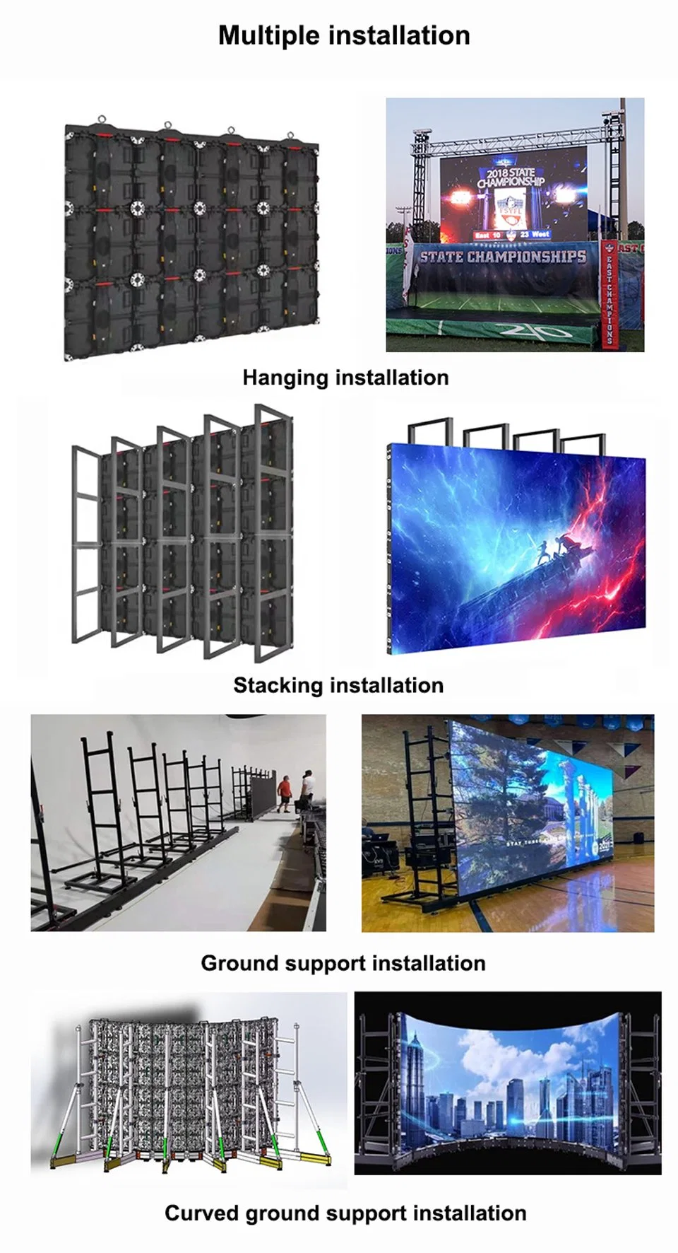 Full Color P2.5 P2.976 P3.91 P4.81 High Refresh Rate Waterproof IP65 Soft Flexible Rental LED Digital Signage Display Screen