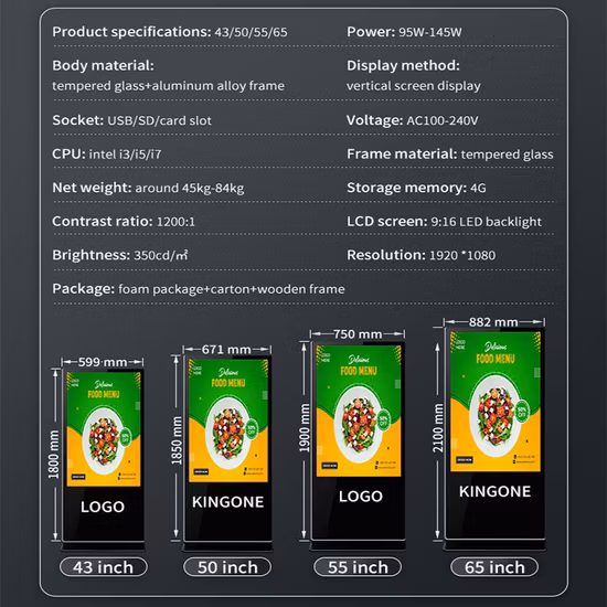 Напольная подставка TFT LCD Digital Signage Медиа-видеоплеер Рекламный дисплей
